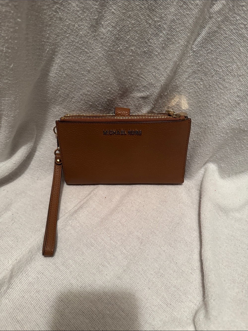 Michael Kors Tan Leather Wristlet with Gold Hardware